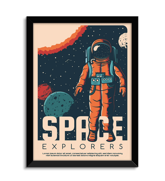 Tableau Décoratif : Scène Intergalactique avec Cosmonaute en Mission